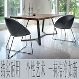 欧式创意餐桌复古简易实木组装餐厅饭桌铁艺洽谈会议桌办公书桌