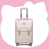 凯蒂猫复古旅行箱拉杆箱女万向轮20寸小行李箱商务登机箱皮箱软箱