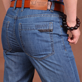 夏季男士牛仔裤青年薄款宽松大码NIAN JEEP直筒浅蓝色长裤子男裤