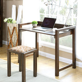 全实木书桌白橡木电脑桌美式1米办公桌学习桌黑胡桃色书房家具