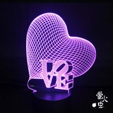 个性心形浪漫卧室无线遥控3D床头灯节能夜光LED插电小夜灯DIY礼物