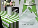 绿白条纹高档欧式简约现代西餐桌布加厚纯棉布艺桌布茶几台布盖布