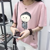 韩版新款夏季体恤女装卡通樱桃小丸子印花短袖t恤女宽松学生装潮