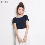 EAL韩版2016夏季学生修身短袖t恤 夏天短款上衣冰丝薄针织衫 女