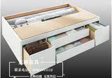 克琳无床头板式简约现代韩式抽屉储物收纳高箱床1.5 1.8单双人床
