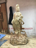 木雕观音站像寺庙居家摆件樟木精品手工木雕工艺收藏传世之宝2米