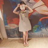 韩国女童连衣裙短袖公主裙子夏季新款韩版中大童儿童装娃娃领宝宝