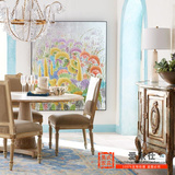 爱家仕法式高端别墅可定制实木雕花金色圆餐桌经典美式餐桌椅组合