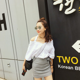 2016夏季新款V领宽松短袖雪纺衬衫女韩版绑带直筒蝙蝠袖休闲衬衣