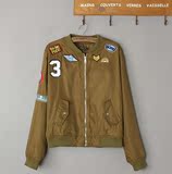 空军飞行员夹克个性徽章刺绣潮牌棒球服日系复古女短款工装外套