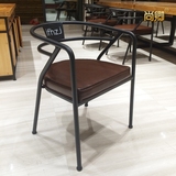 美式软垫餐椅铁艺办公椅简约现代电脑会议椅子创意靠背休闲咖啡椅