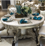 欧式餐桌 圆形餐桌椅组合 美式全实木香槟色圆桌 住宅大理石餐桌