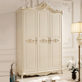 欧式实木衣柜 白色三门衣柜 简约现代雕花衣柜 欧式卧室家具 特价