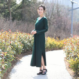 玉兰吟【素心缘】香云纱原创设计针织羊毛中式连衣裙