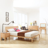 全实木床 欧式1.5 1.8米简约水曲柳双人床美式北欧圆床日式橡木床