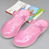 夏季水晶亮片洞洞鞋塑料女凉鞋包头防滑沙滩鞋厚底超软塑料雨鞋子
