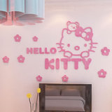 Hello kitty猫儿童房贴纸画客厅电视背景墙卧室3D亚克力立体墙贴