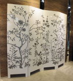 新古典实木屏风后现代白色彩绘门厅隔断时尚简约四扇折屏北京定制