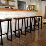 欧式铁艺吧台椅酒吧椅咖啡厅创意高椅子实木高脚凳前台椅复古吧凳