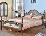 美式床实木床框架床1.5米1.8米双人床仿古彩绘公主床婚床包邮