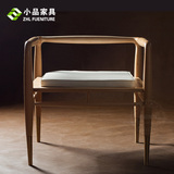 中式原木色茶椅实木单人沙发打坐椅家具定制禅椅茶楼会所椅