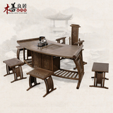红木家具 非洲鸡翅木扇形茶桌椅组合 实木功夫茶台 茶艺桌泡茶桌
