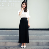 2016韩版新款夏季大码长裙修身显瘦纯色大摆莫代尔A型半身裙长裙