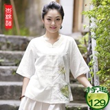 【2件9折】木棉道棉麻唐装改良民族风女装大码中式夏装上衣18272