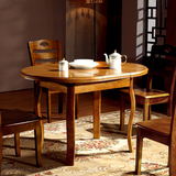 原木实木餐桌椅组合折叠橡木圆形伸缩餐桌方圆两用饭桌小户型餐桌