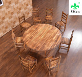 户外，桌椅炭烧桌椅实木桌椅圆桌木桶饭桌椅火锅餐桌椅组合特价