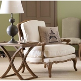 美式老虎椅欧式简约现代布艺单人沙发新古典纯实木带脚凳客厅沙发