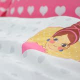 小清新女生韩国时尚女生卡通玫红心形图案床上用品纯棉床单四件套
