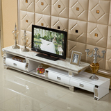 大理石电视柜不锈钢小户型白色烤漆客厅现代伸缩组合电视柜