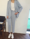 2016韩版春装西服两件套纯色修身显瘦时尚职业休闲西装套装女