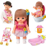 日本Mellchan咪露娃娃短发长发女孩宝宝洗澡安抚玩具衣服马桶推车