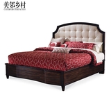 美邻乡村 美式现代全实木布艺双人床古典1.8*2米大床婚床高端定制