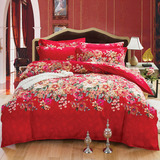 结婚加厚款全棉婚庆四件套大红纯棉床上用品床单被套1.5/1.8m床品