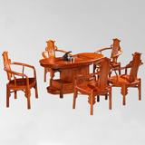 花梨木茶桌红木茶桌椅组合实木中式仿古雕花茶室家具腰形功夫茶台