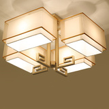 新中式创意LED铁艺客厅灯温馨田园现代简约卧室正方形白色吸顶灯