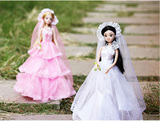 娇儿 芭比娃娃新娘衣服婚纱生日礼物儿童女孩白雪公主洋娃娃玩具
