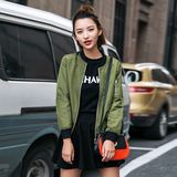 2016秋季新款韩版纯色长袖棒球服女大码短款夹克棒球服短外套
