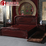 南美酸枝木家具 红木双人床花开富贵1.8米 新中式大床 实木储物床