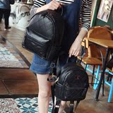 2016韩版新款英伦风绣线格子女士背包潮女时尚防水双肩包学生书包