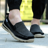 2016年新款夏季黑色男士帆布懒人一脚蹬老北京休闲布鞋套脚父亲鞋