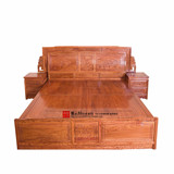 红木双人床 花梨木富贵大床 明清古典实木雕花大床卧室家具1.8米