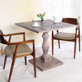 欧式实木餐桌 美式乡村桌子 复古做旧简约橡木桌椅组合长方形圆形