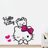 墙壁贴纸hello kitty凯蒂猫 女孩卧室儿童房间装饰品床头背景贴画