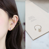 韩国代购S925纯银贝壳珍珠开口秀气耳骨夹无耳洞耳夹女 回馈价