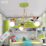 儿童房卧室吊灯男孩动物吸顶灯温馨女孩卡通LED创意遥控调光灯具