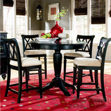 美式乡村实木餐桌椅组合欧式方椅桌橡木小户型白色黑色小圆桌饭桌
